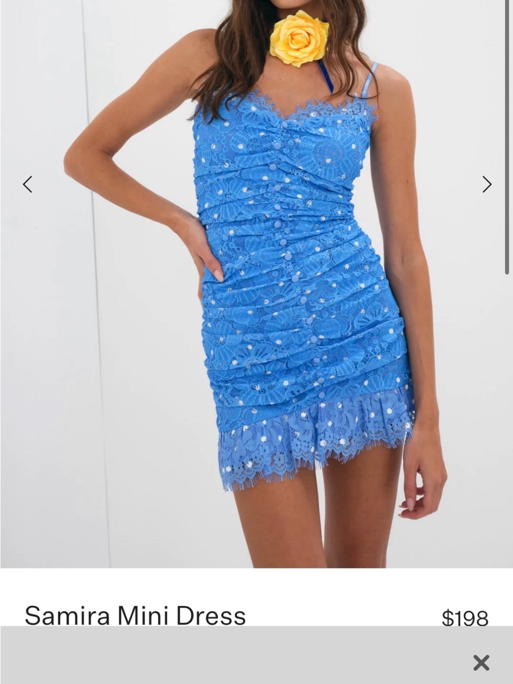 For Love & Lemons- Samira Mini Dress in Bright Blue. Worn once.